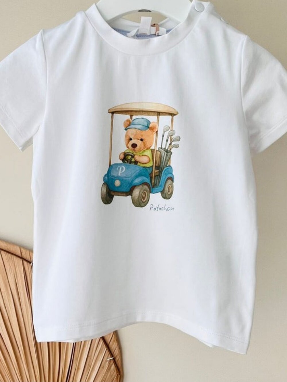 NWT Patachou 4T Boy Teddy Bear Golf Cart Graphic Tee European Luxury Designer